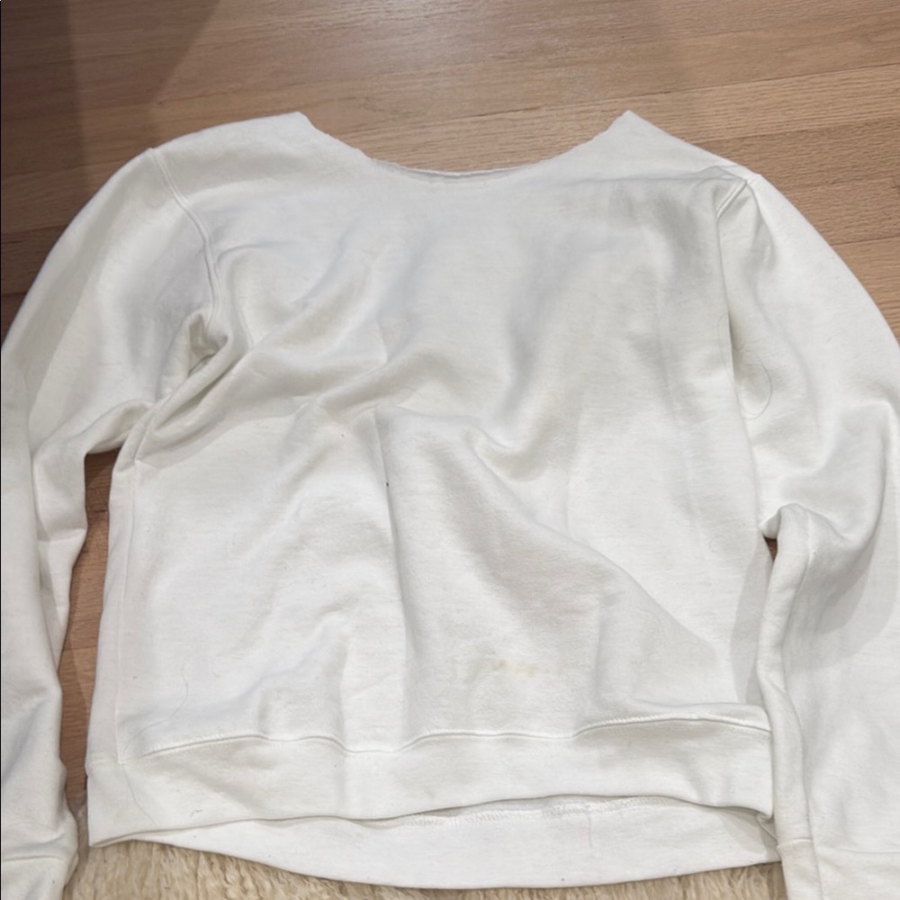 White Crewneck Sweatshirt with cut neck